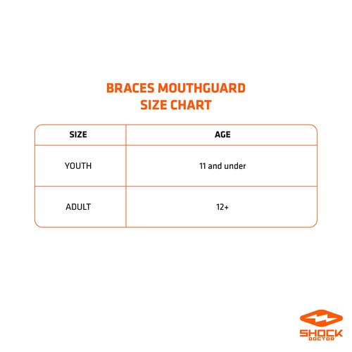 Shock Doctor Orthodontic Mouth Guard for Braces for Sports, Hockey, Lacrosse, Football, Baseball, Braces Mouth Guard, Upper Teeth Protection, Adult & Youth Mouth Guard Sizes