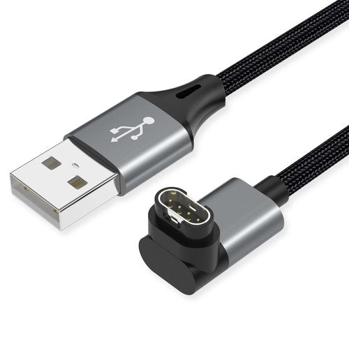 AGVEE 2 Pack 3.3ft Charger Cable for Garmin Watch, L-Shape Braided Charging Cord for Fenix, Forerunner, Vivoactive, Instinct, Venu, Tactix, Approach, D2, Quatix Series, Dark Gray