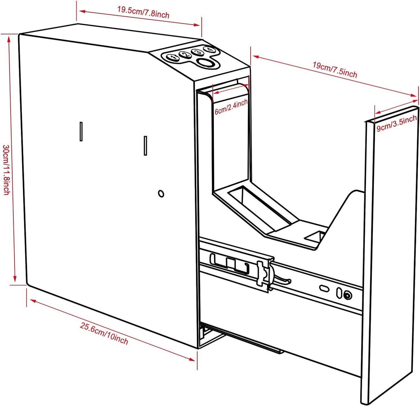 Biometric Pistol Safe, Mounted Nightstand Quick Access Handgun Safe