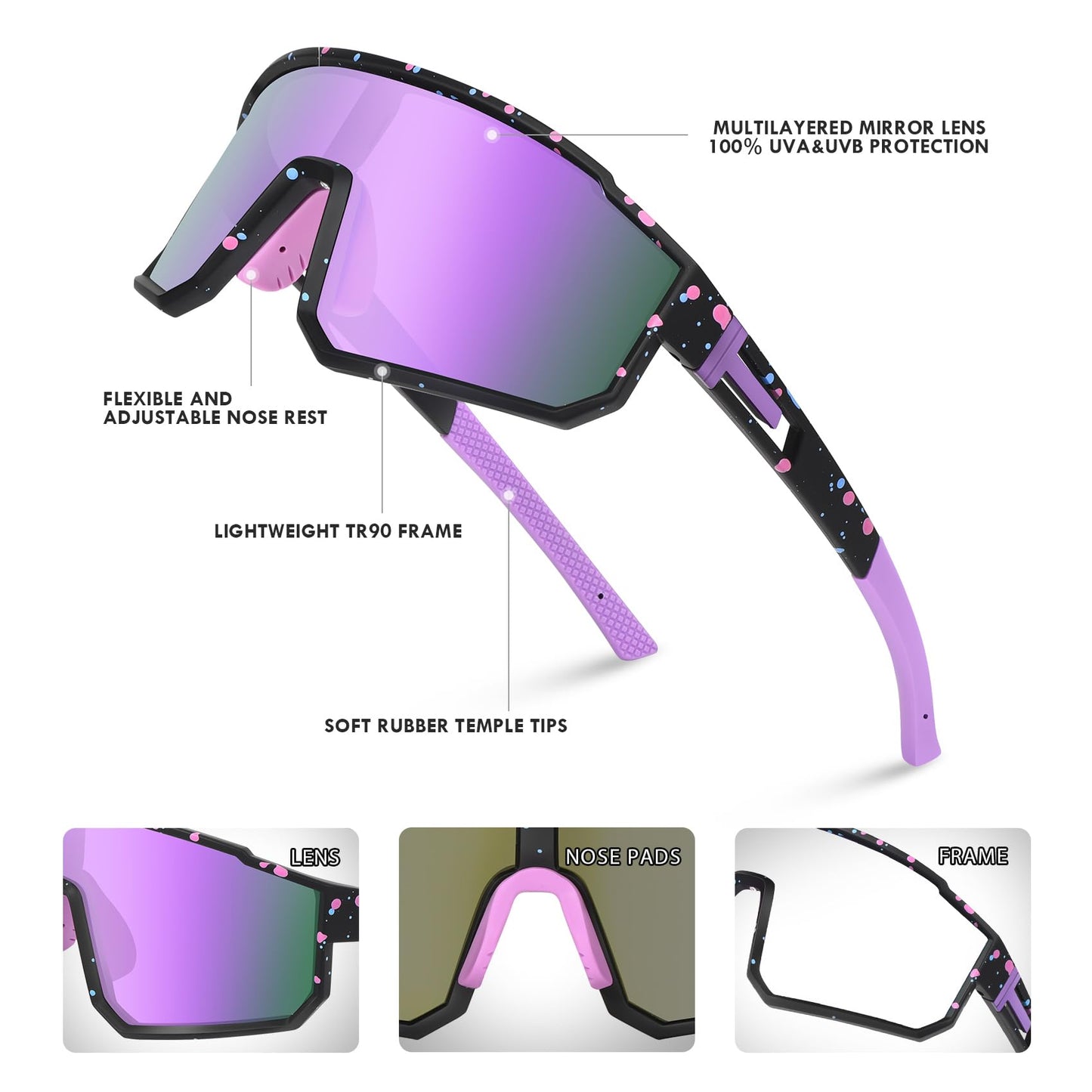 MVPTGRS 2 PackYouth Baseball Sunglasses for Boys Girls Age 8-14 TR90 Frame Kids Sport Sunglasses for Softball Cycling Baseball Golf