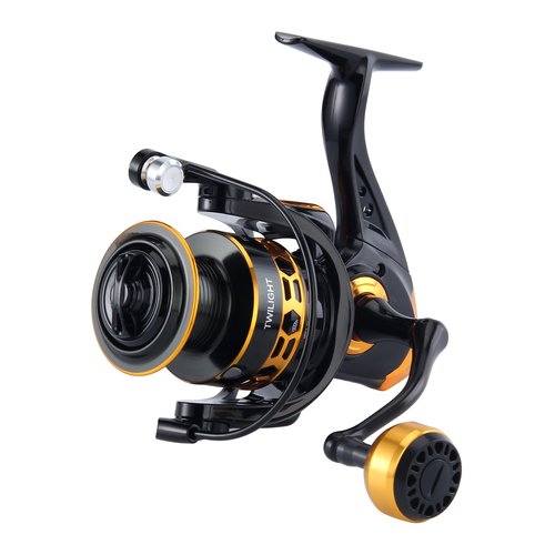 HAUT TON Spinning Reel,Freshwater and Saltwater Surf Fishing Reel 1000-7000 Series,5.2:1 Gear Ratio, 30LBs Max Drag, Gapless Rotation System Aluminum Metal Spool Fishing Reels (Gold, HT-TGG-5000)