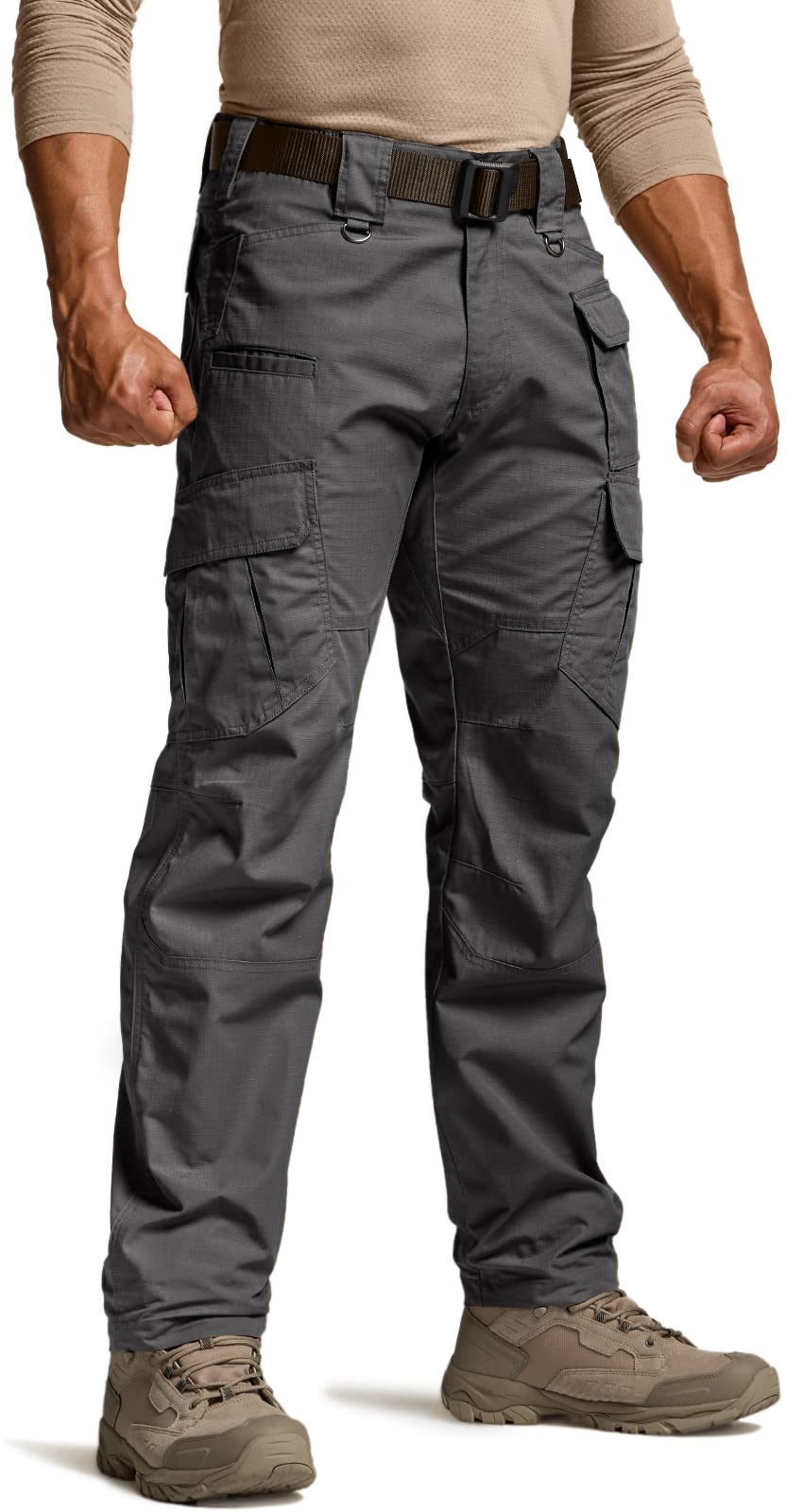 CQR Men's Tactical Pants, Water Resistant Ripstop Cargo Pants, Lightweight EDC Work Hiking Pants, Outdoor Apparel, Duratex Mag Pocket Charcoal, 38W x 30L