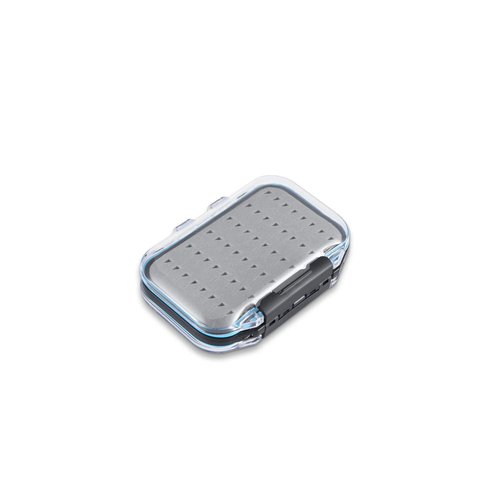 Gonex Fly Boxes for Fly Fishing Jig Boxes Two-Sided Waterproof Lightweight Fly Fishing Box Easy Grip Transparent Lid Fly Fishing Lures Box, 4.1"x 3.0"x 1.2", Grey