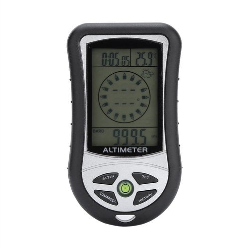 Dioche Barometer Altimeter, Multi-Function Digital Altimeter, Black Weather Forecast Hand-Hold Hiking Flashlight Altimeter for Outdoor Hiking