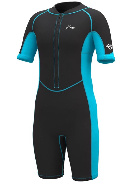 Hevto Kids Wetsuit Shorty for Boys Girls Youth Child Size 6 Year 2mm Neoprene Front Zip Wet Suit in Cold Water Thermal for Swimming Surfing (K1S-Blue, 6)