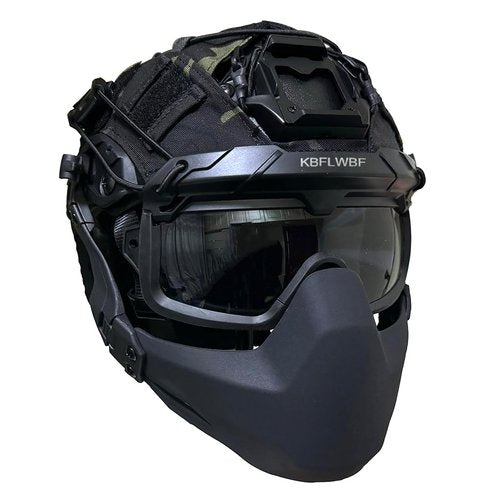 KBFLWBF Airsoft Fast Helmet Set Tactical Helmet with Folding Half Mask & Paintball Goggles & Helmet Cover Adjustable Outdoor Hunting CS Gear B