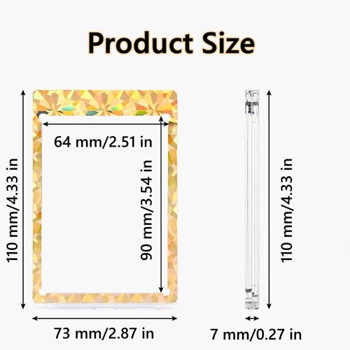 5 PCS Magnetic Card Holder, 35pt One Touch Laser Bronzing Card Holder, U-V Protectors Hard Plastic for Trading Cards, Magnet Case, Sports, Football, Baseball Cards Holder-Glass Gold