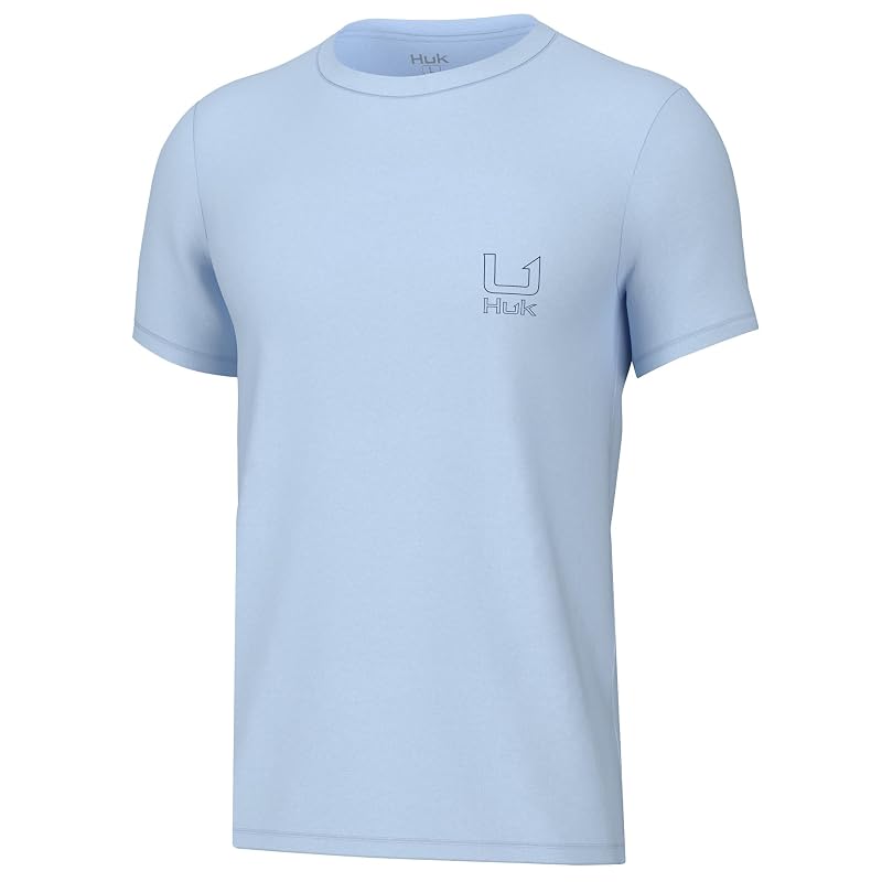 Huk Salute Ice Water Large - Boys Unisex Short Sleeve Performance Tee for Fishing