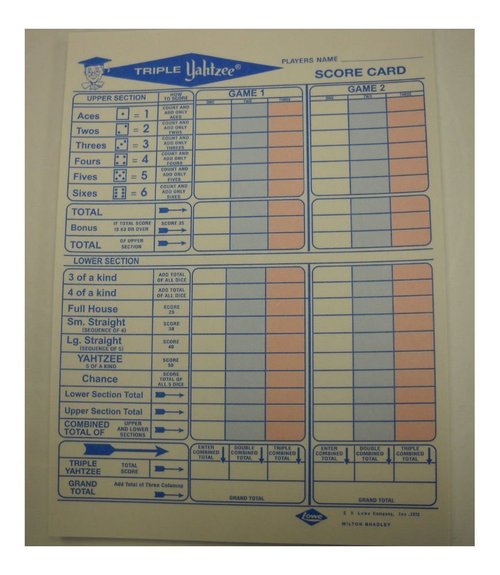 General Foam Plastics 50 Triple Yahtzee Score Sheets Cards