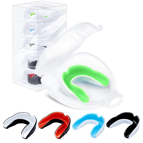 MENOLY 5 Packs Kids Mouth Guard Football BPA-Free Child Toddler Mouth Guard for Sports Boys Girls with Case for Football, Boxing, Basketball, Lacrosse, MMA, Hockey, Wrestling, Soccer