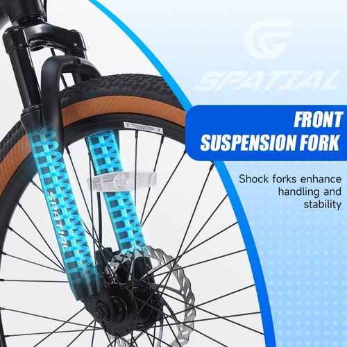 SPATIAL 24 Inch Mountain Bike,Kids Bike 21 Speeds with Disc Brakes,Kids Bicycles for Boys and Girls Age 7-12,Aluminum Frame Bike (Black)