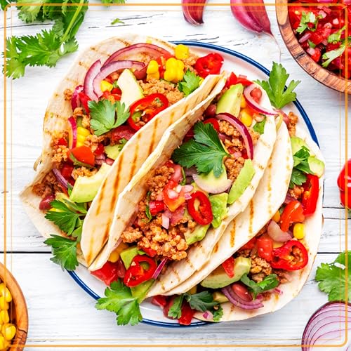 Lazy Susan Taco Bar Serving Set with 4 Tortilla Holders and Warming Pot - Red, Nostalgia Taco Tuesday