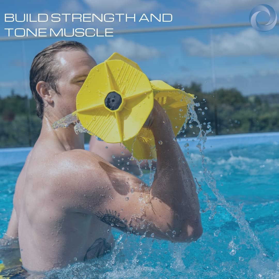 Hydro-Tone Total Body Pool Weights for Water Exercise | Isokinetic Functional Water Weights | Build Muscle - Easy on Joints | Aquatic Pool Weight | Quick Start Guide