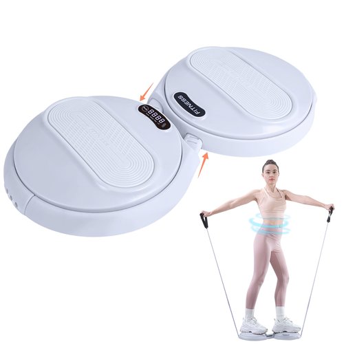 kisnbld Ab Twister Board, Waist Twister Machine with Counter & Resistance Bands, Adjustable Foot Spacing Waist Twisting Disc for Slimming, Toning and Fitness, Core & Ab Workout Disc