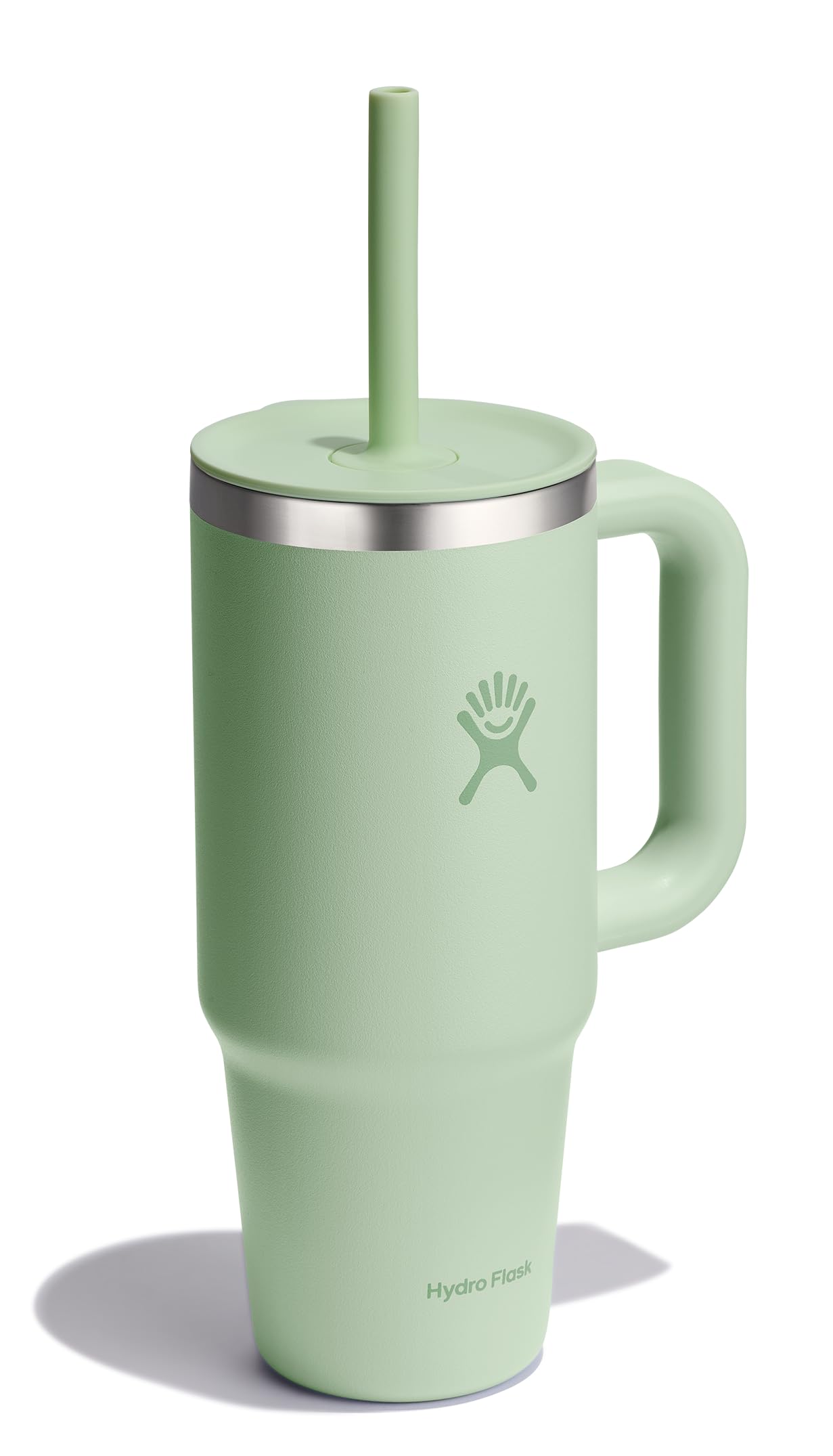 Hydro Flask 24 Oz Travel Tumbler with Handle, Clear Lid and Straw - Insulated Stainless Steel in 24 Oz White