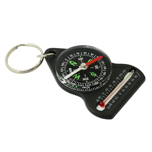 Zaagot Compact Compassing Thermometer Essential Compasses Thermometers with Keychain Navigation Tool for Outdoor Activities Plastic