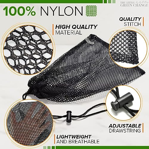 10 Pcs Small Mesh Drawstring Bags - Black, 11.8 x 7.48 Inches, Polyester, S Size