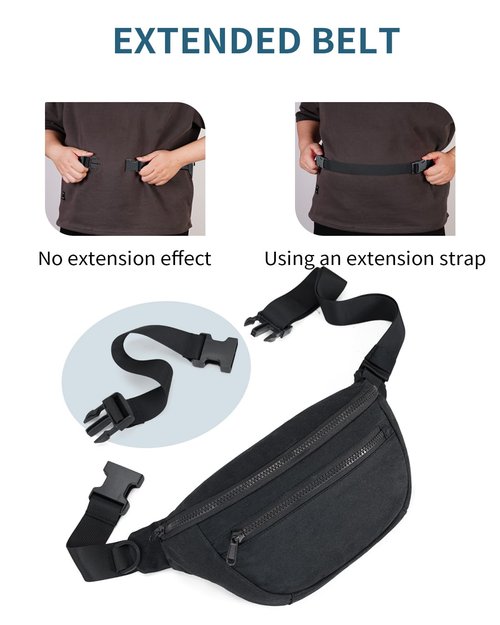 sportsnew Large Fanny Packs for Women, Waist Pack Fashion Crossbody Belt Bags for Walking Running Hiking Travel Bag Black patent pending