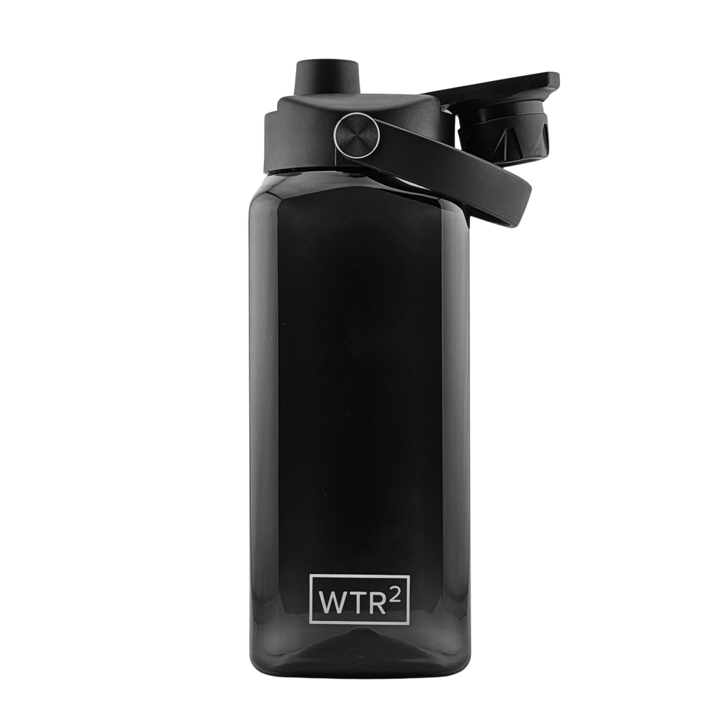 WTR² 32oz Square Water Bottle, Transparent Black, Leakproof Lid, BPA/BPS-Free Tritan, Lightweight & Impact Resistant for Work, Gym & Everyday Use