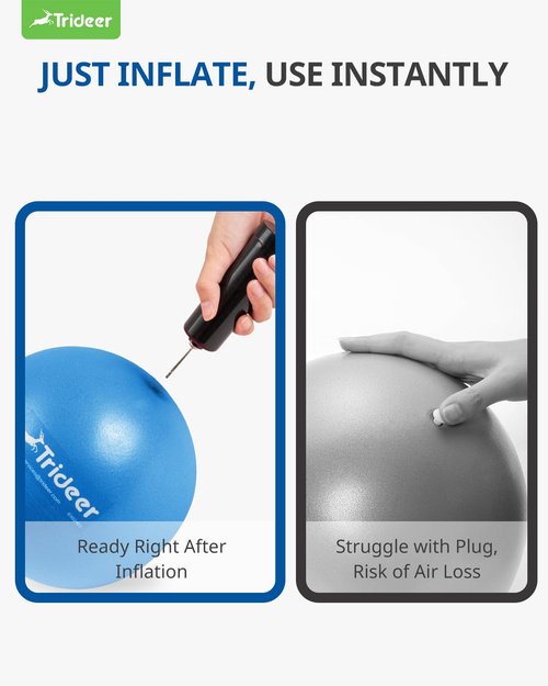 Trideer Pilates Ball 7-8 in with Pump, Small Exercise Therapy Ball for Yoga, Barre, Core Strength, AB Workouts, Physical Therapy