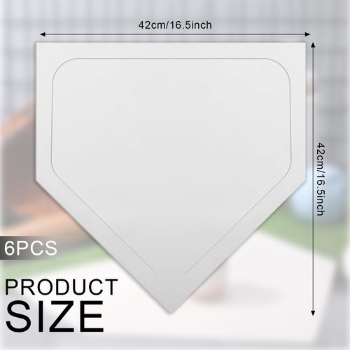 Wettarn 6 Pcs 6/12 Pcs Bulk Home Plate Baseball Softball Rubber Portable Throw Down Home Plate for Gym Teachers, Skill Camp Instructors, Backyard Batting or Pitching Practice Training (White)