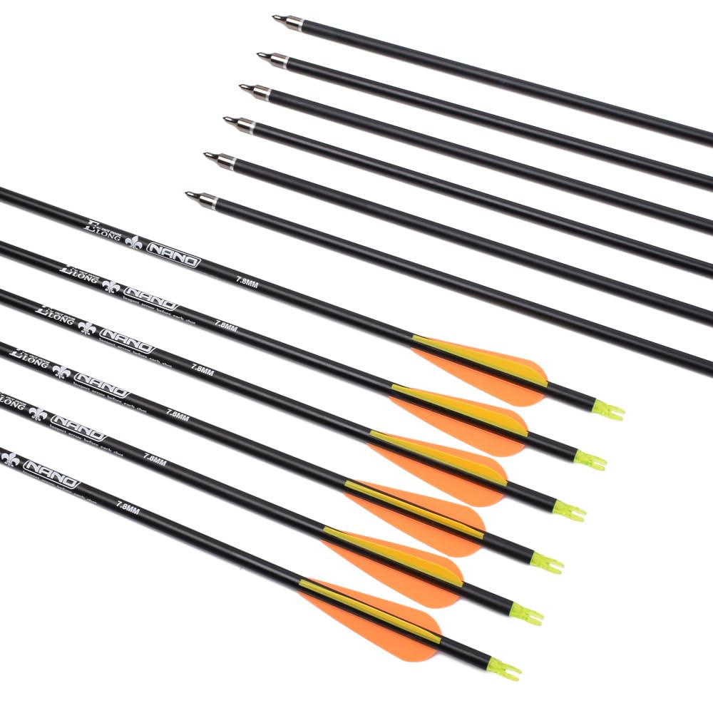 26 inch Carbon Arrow Hunting Arrows with 100 Grain Removable Tips for Archery Compound & Recurve & Traditional Bow Practice Shooting (Pack of 12)