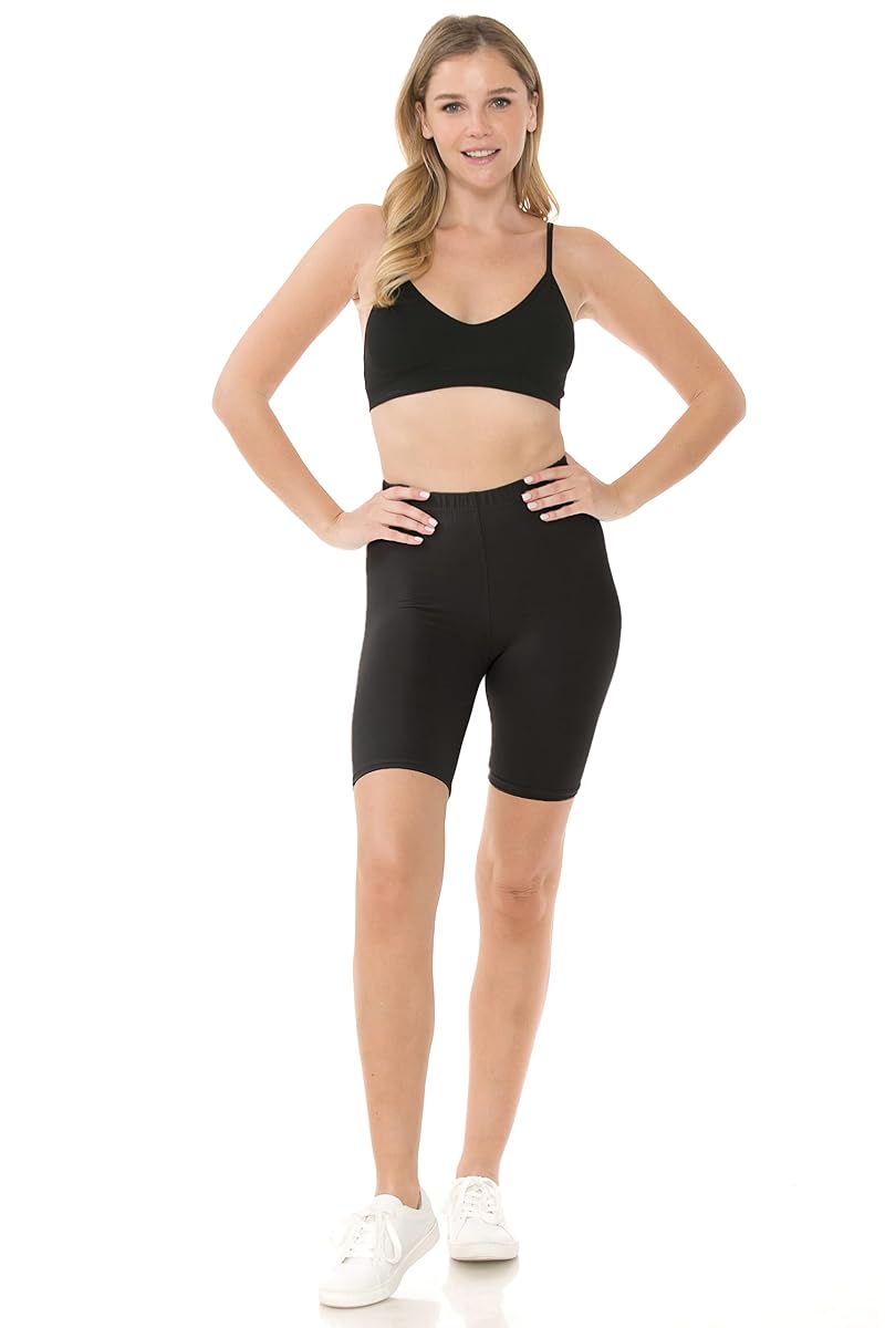 Black 1X Leggings Depot Women’s Biker Shorts - Peach Skin 4-Way Stretch
