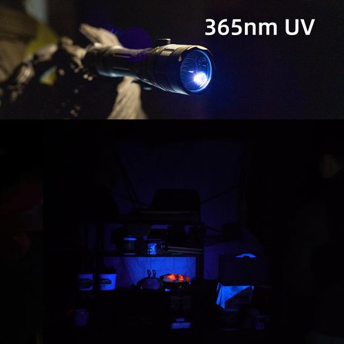 RovyVon GL8 Pro Flashlight with Adjustable Rail Adapter Tri-Mode Lighting Combo, 1800 Lumens White Light, 365nm UV and IR Illumiantor, Compatible with Remote Control