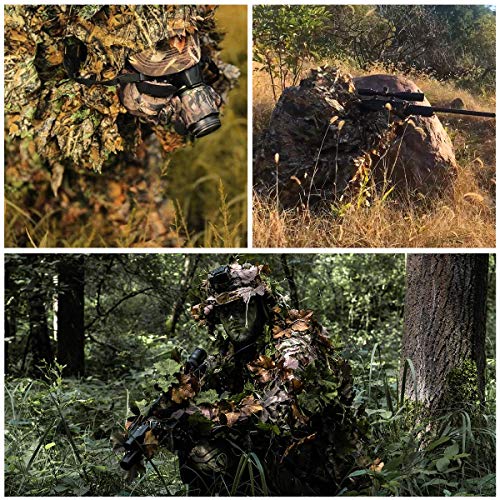 Men's Ghillie Suit with 3D Leaf Camouflage for Hunting, Outdoor & Halloween - Tall Fit (5.9-6.2ft)