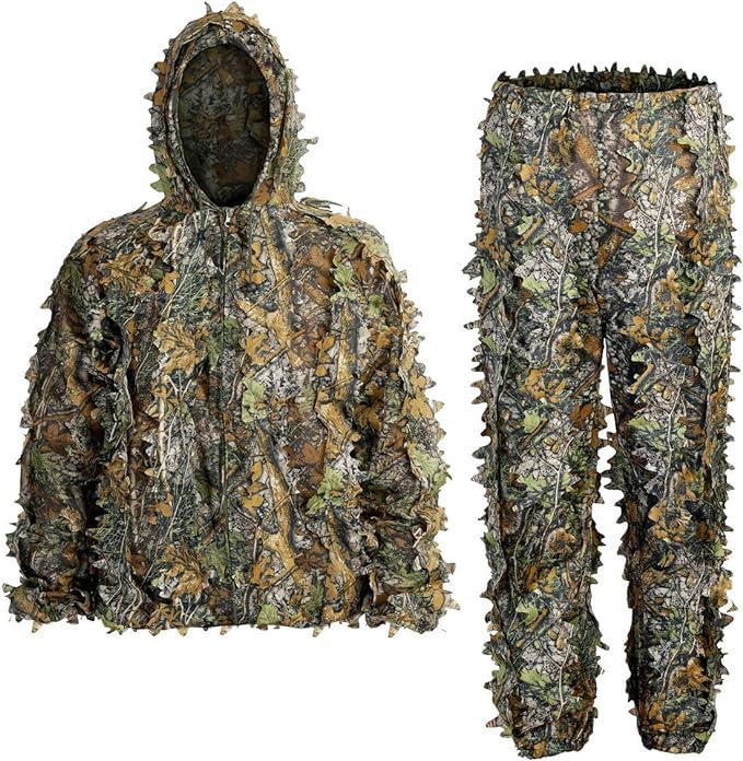 Men's Ghillie Suit with 3D Leaf Camouflage for Hunting, Outdoor & Halloween - Tall Fit (5.9-6.2ft)