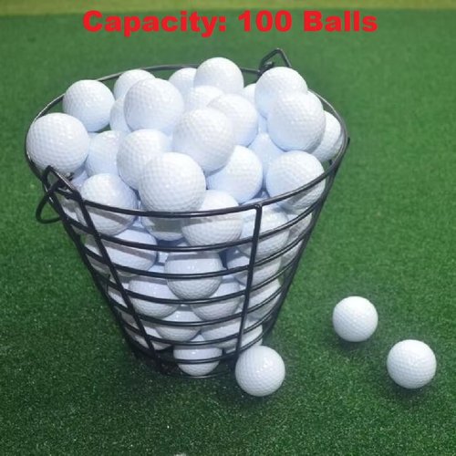 Main Products Metal Range Golf Ball Baskets with Handle, Golf Ball Storage Bucket, Holds 100 Golf Balls (Golf Balls Not Included)