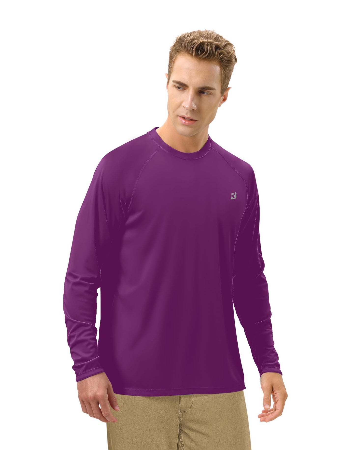 Roadbox Mens UPF 50+ Long Sleeve SPF Diving Rash Guard UV Sun Protection Shirts for Outdoor Fishing Hiking Swimming Running