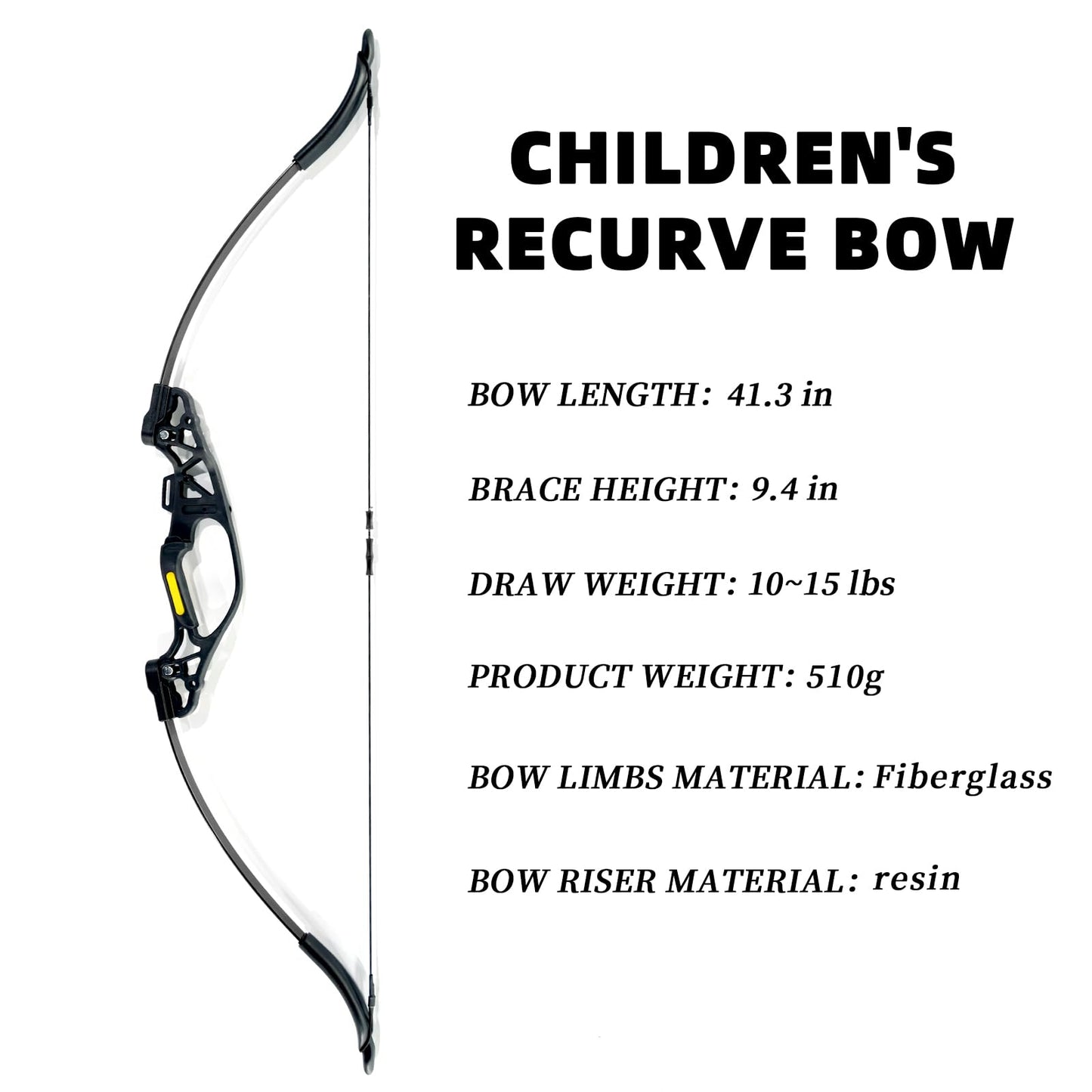 41" Archery Set,Youth Bow and Arrow Set, Suitable for Beginners and Teenagers in Archery, Adjustable from 10-15 Pounds, Suitable for Training and Improving Archery Skills in Various Scenarios（Black