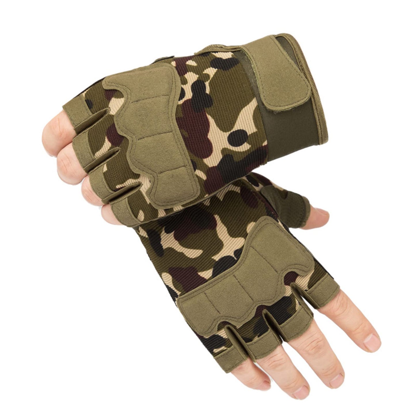 2 Pack Parachutist Half Finger Gloves, Protective Gloves for Motorcycle Cycling and Outdoor Activities
