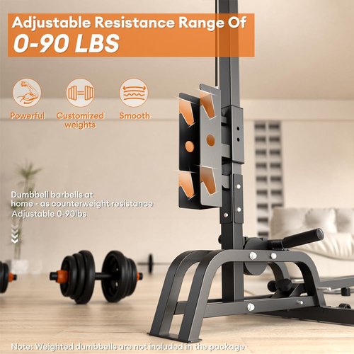 ONETWOFIT Foldable Rowing Machine & LAT Pull Down Machine 2 in 1 Multi-Function Compact Rowing Machine for Home, Low Row Cable Fitness Exercise Max 300lbs