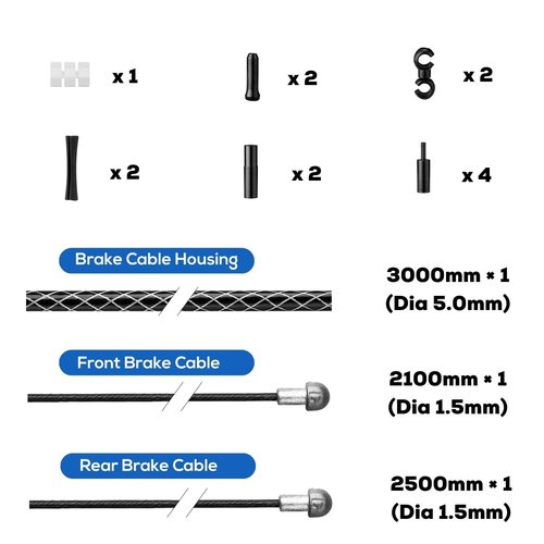 Corki Cycles Bike Brake Cable Set Pro - Upgraded Universal Road Bike Brake Cable Kit with Teflon-Coated Inner Lines