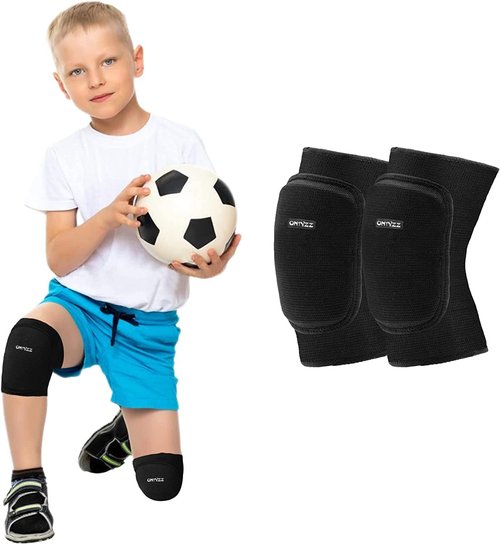 ONTYZZ Kids Knee Pads with Thicken Sponge Padding, Breathable Stretchy Cotton Knee Pads for Child Girls Boys, Soft Knee Pads for Dancing Skating Football Mountaineering Cycling Black/S