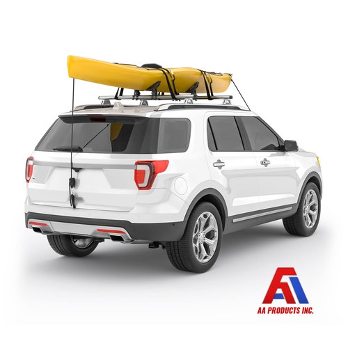 AA-Racks Steel Jetty Saddle Rack for Kayak Carrier Canoe Boat Paddle Board Surfboard Roof Top Mount on Car SUV Truck Crossbar with Ratchet Lashing Straps