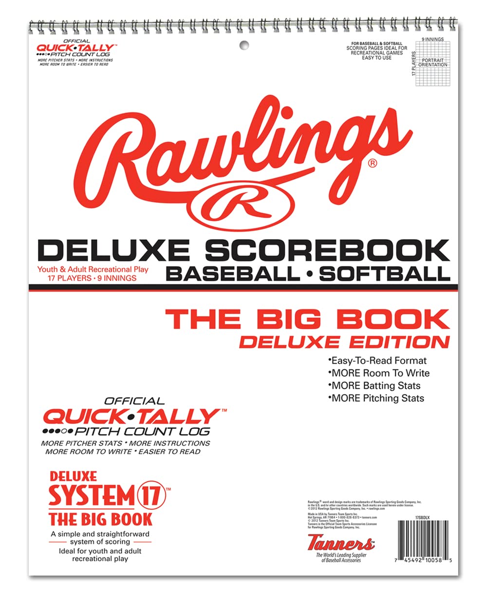 Rawlings Deluxe System-17 Baseball Scorebook, BLK, 24 Games (17SBDLX)
