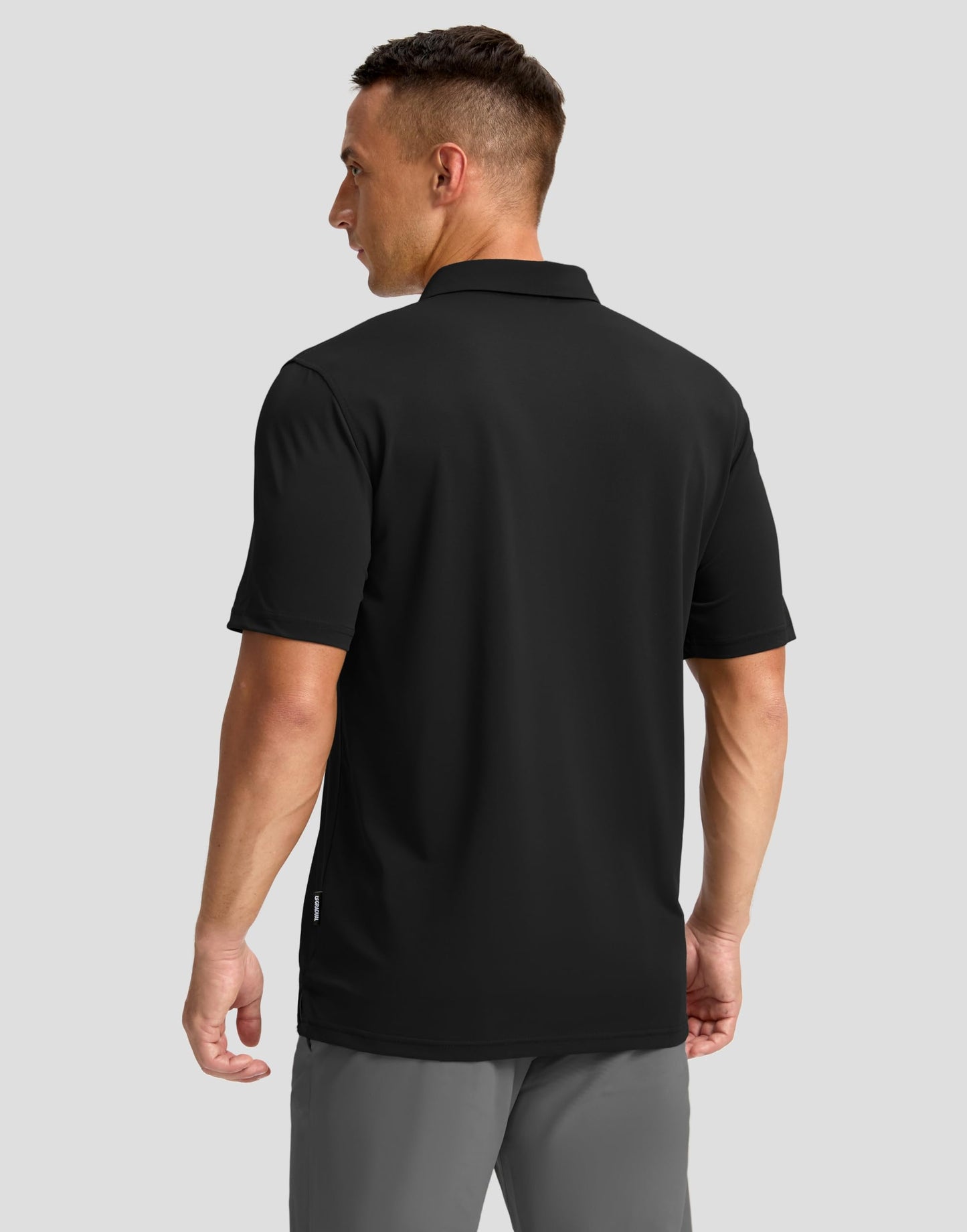 Men's Golf Polo Shirts Dry Fit Performance Short Sleeve Shirt, Black, S