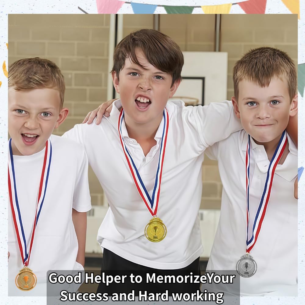 12 Pack Gold Silver Bronze Trophy Medals for Awards,Olympic Style Medal Bulk for Kids and Adults- Prizes for Competitions Ceremonies Events and Celebrations,2 Inches