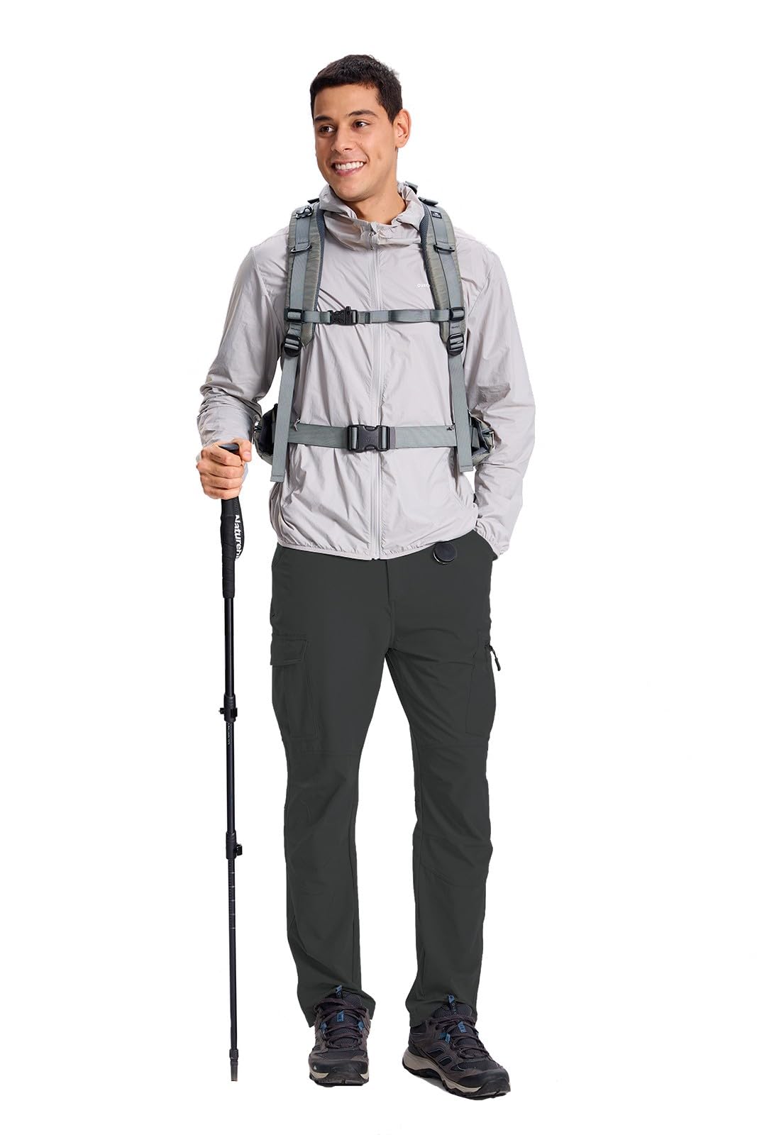 keihTrail Men's Hiking Cargo Work Pants Waterproof Lightweight Quick Dry Outdoor Fishing Mountaineering Travel Mountain Tactical Pants Dark Grey L