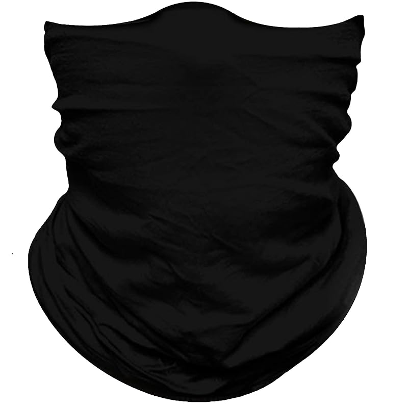Neck Gaiter Face Mask Bandana for Dust Wind Sun Protection - Black (Variation: Black)