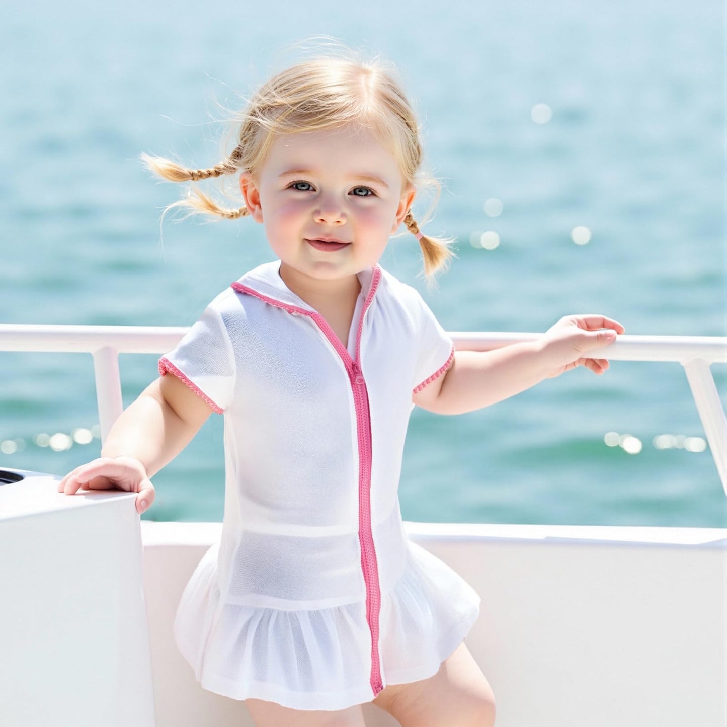 Toddler Little Girl Swim Cover Up Beach Towel Robe Bathing Suit Cover Ups Swimsuit Summer Baby Beach Essentials (White, 7-8 Years)