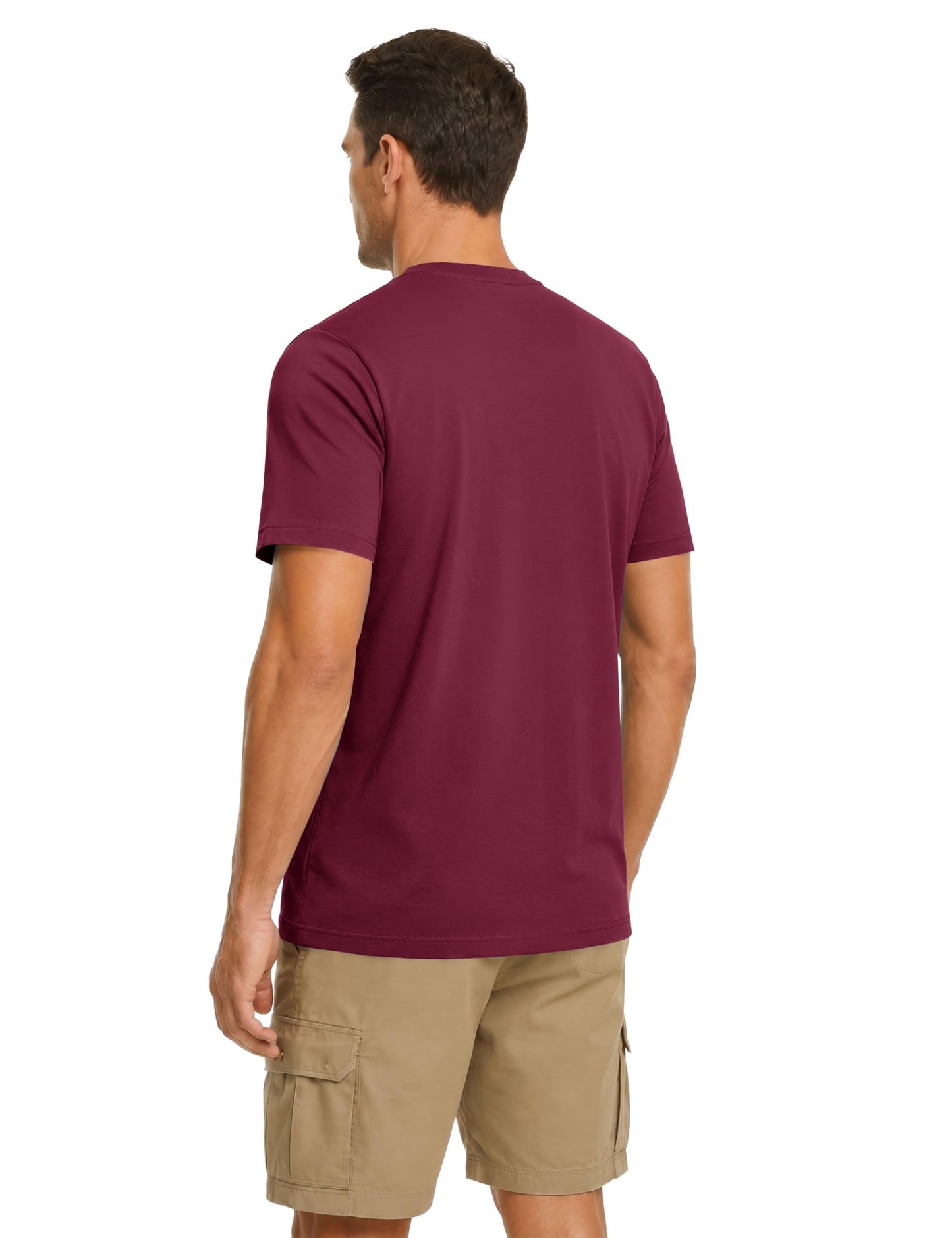 MAGNIVIT Pocket Shirt for Men Pocket Tee Cotton Tshirt Regular Fit Crew Neck T Shirt Short Sleeve Shirt Mens Pocket Tee Red L