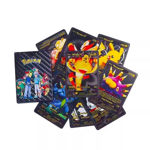 55 PCS Black Foil Trading Cards – VMAX, GX, EX Style Cards – Limited Edition Collectible TCG Deck Box – Rare Shiny Cards for Kids, Fans & Collectors – No Duplicates