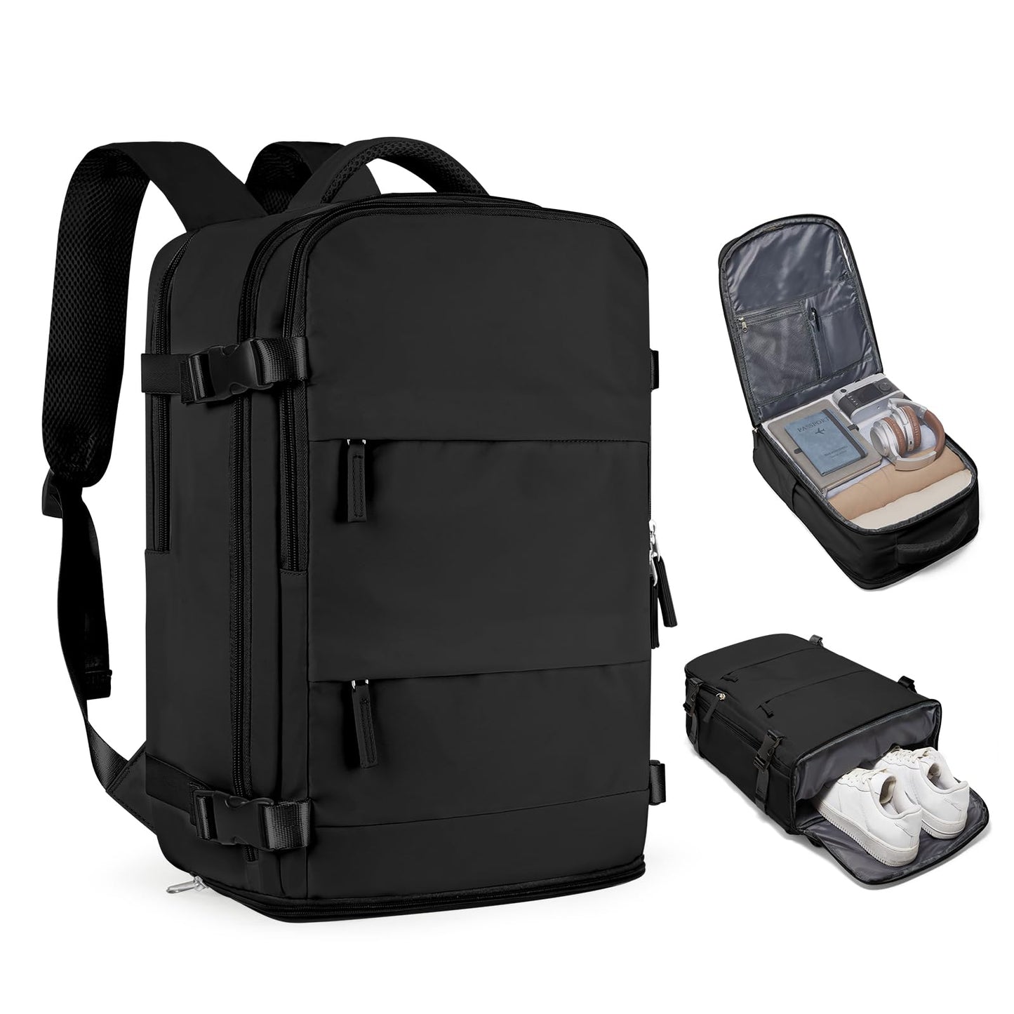 coofay Travel Backpack For Women Men Airline Approved Carry On Backpack Flight Approved Waterproof Sports Luggage Backpack Casual Daypack Small Hiking Backpacks Black Backpacks