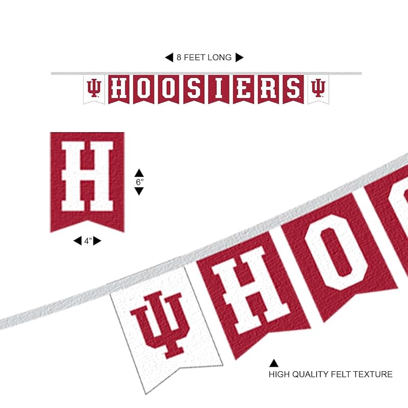 Indiana Hoosiers Banner Pennant Flags - 6" x 4" Team Flags, 8 ft String
