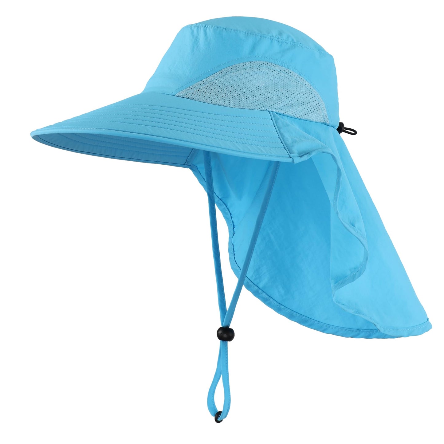 Home Prefer Outdoor UPF50+ Sun Hat Wide Brim Mesh Fishing Hat with Neck Flap (Aqua Blue)