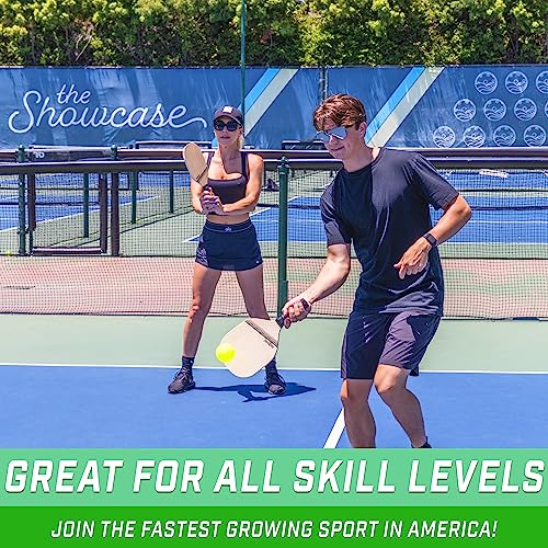 Pickleball Set with 4 Paddles and Balls - Classic, Steel Blue - Portable Carry Case